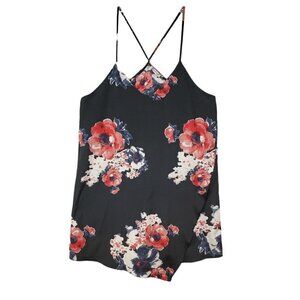 INTIMATELY FREE PEOPLE Top Sz XS Sleeveless Foe Wrap Layers Floral Racer Back